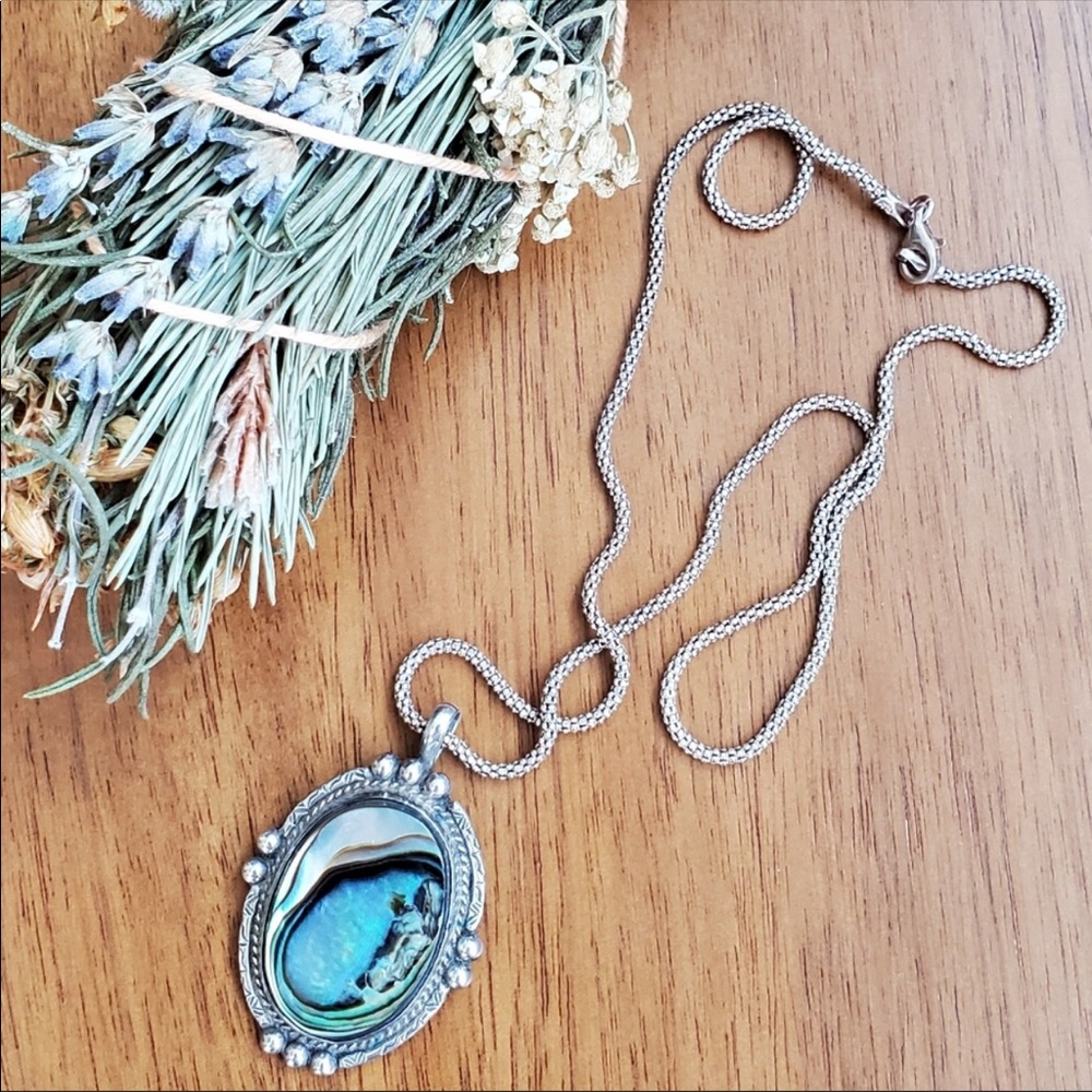 Sterling silver abalone necklace
